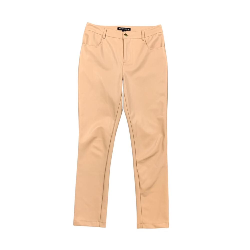 Boston Proper Pants Womens 4 Ice Peach Faux Leather‎ Stretch Slim Dress Trouser